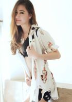 Victoria`s brown hair and beautiful face oozes femininity